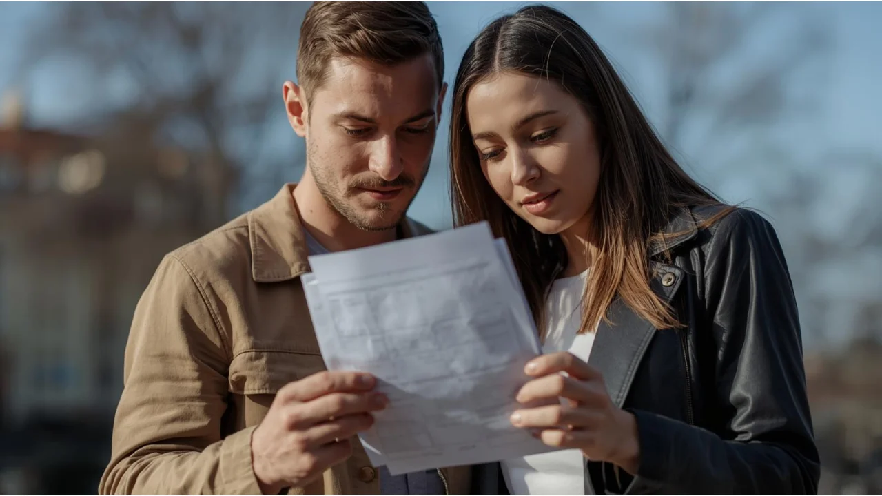 Pareja con el permiso de ocupación de la vía publica