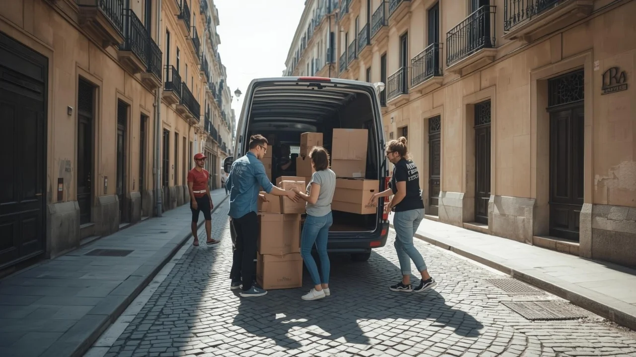 mudarse a Barcelona descargando la mudanza