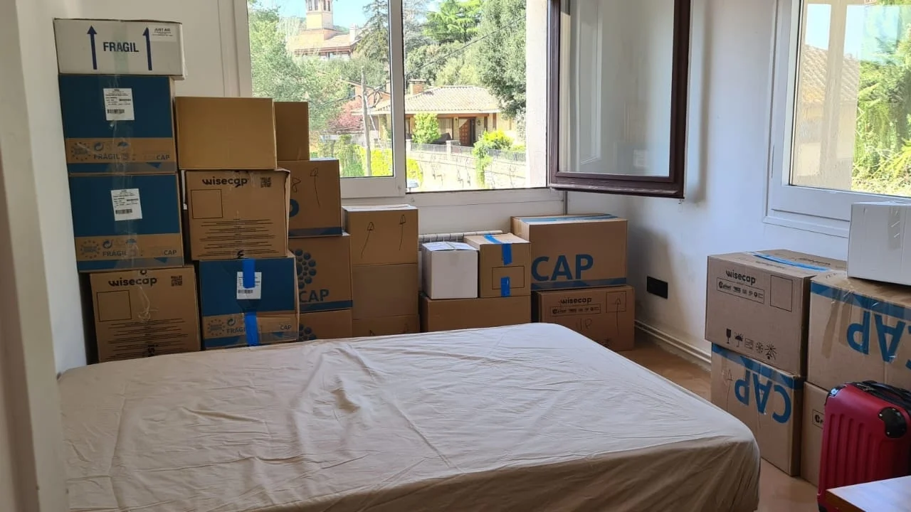 Cajas organizadas para calcular cuántas cajas necesito para una mudanza